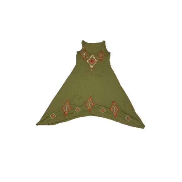 Roper Green Boho Western Embroidered Maxi Dress - Women’s Size Medium - Picture 1 of 9